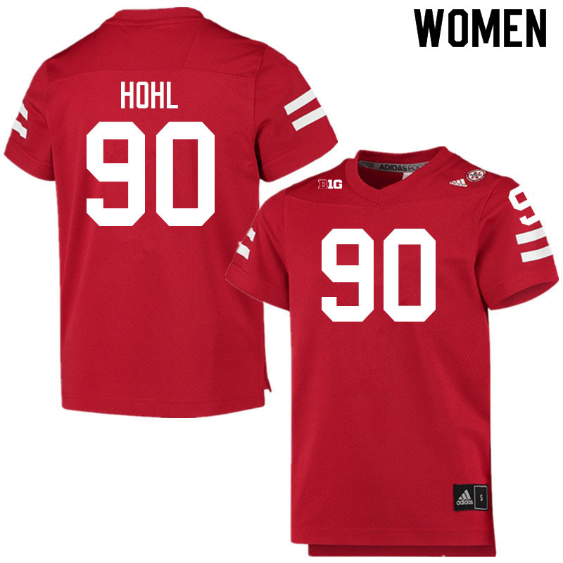 Women #90 Jacob Hohl Nebraska Cornhuskers College Football Jerseys Sale-Scarlet